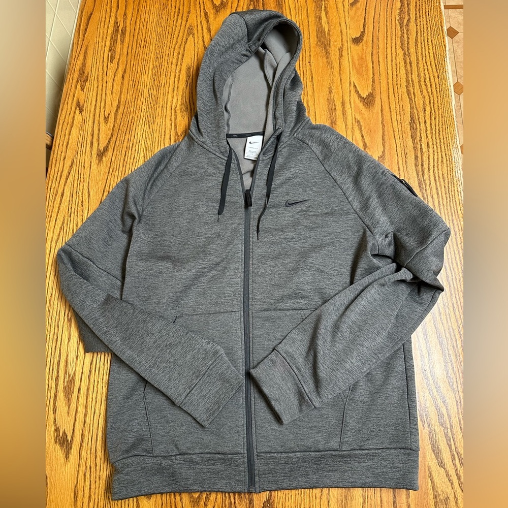 Nike Dri-FIT Full Zip Hoodie Gray Athletic Training Jacket Mens, Size Large Tall